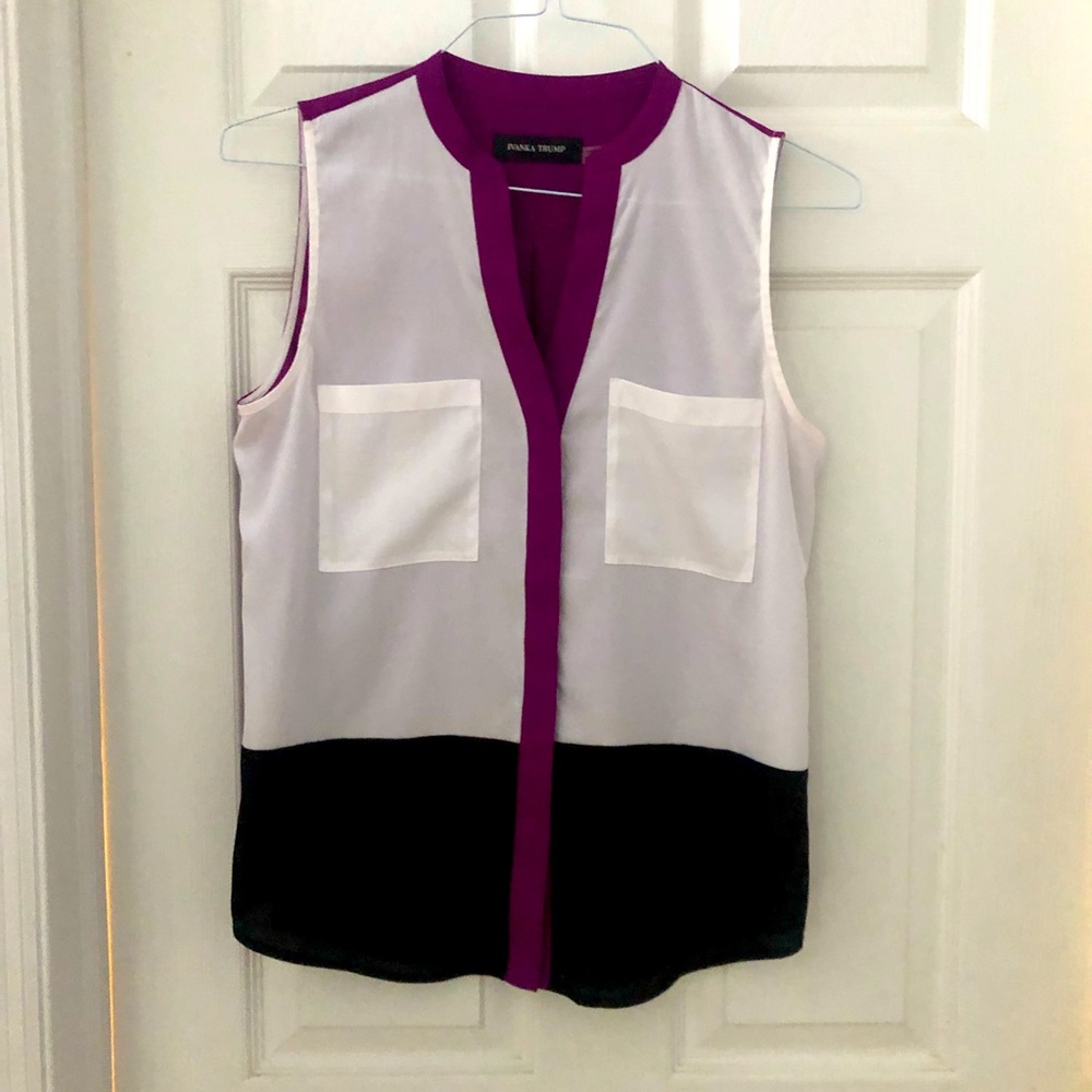 Ivanka trump sleeveless color block fuschia top sm